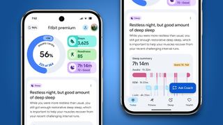 Two phones showing the Google Health app.