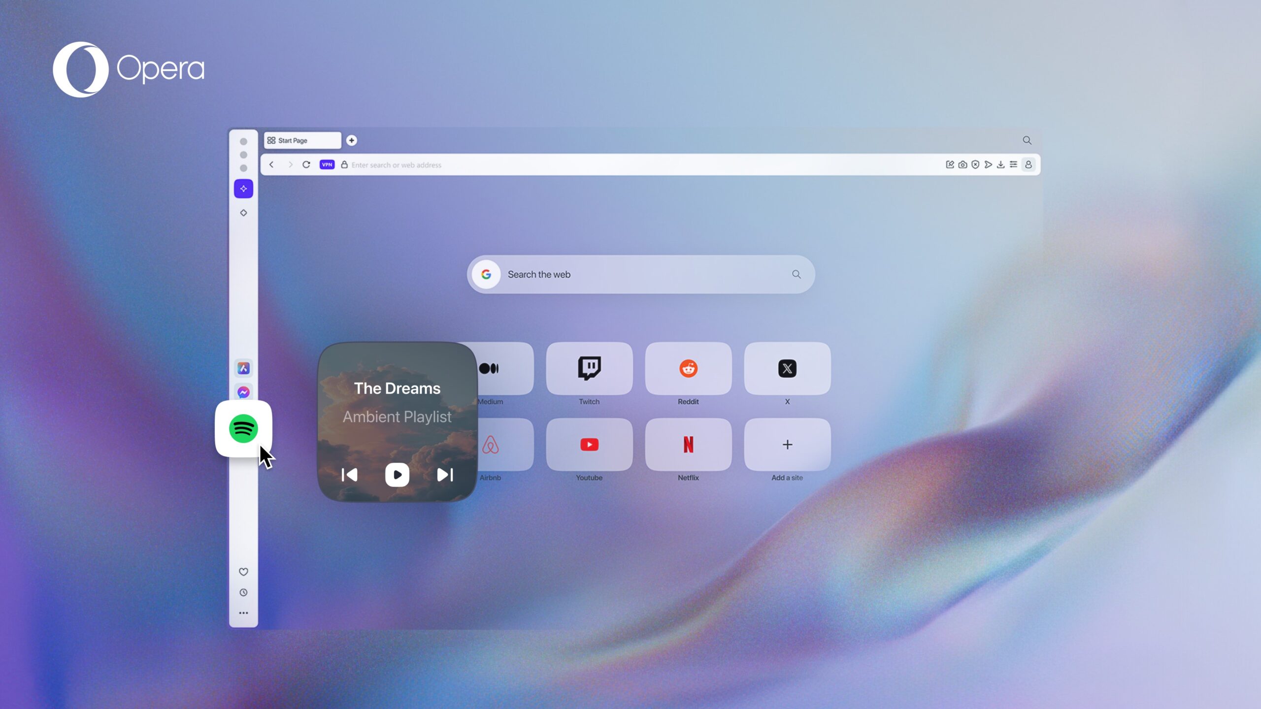Spotify plays in Opera One R2's revamped Music Player.